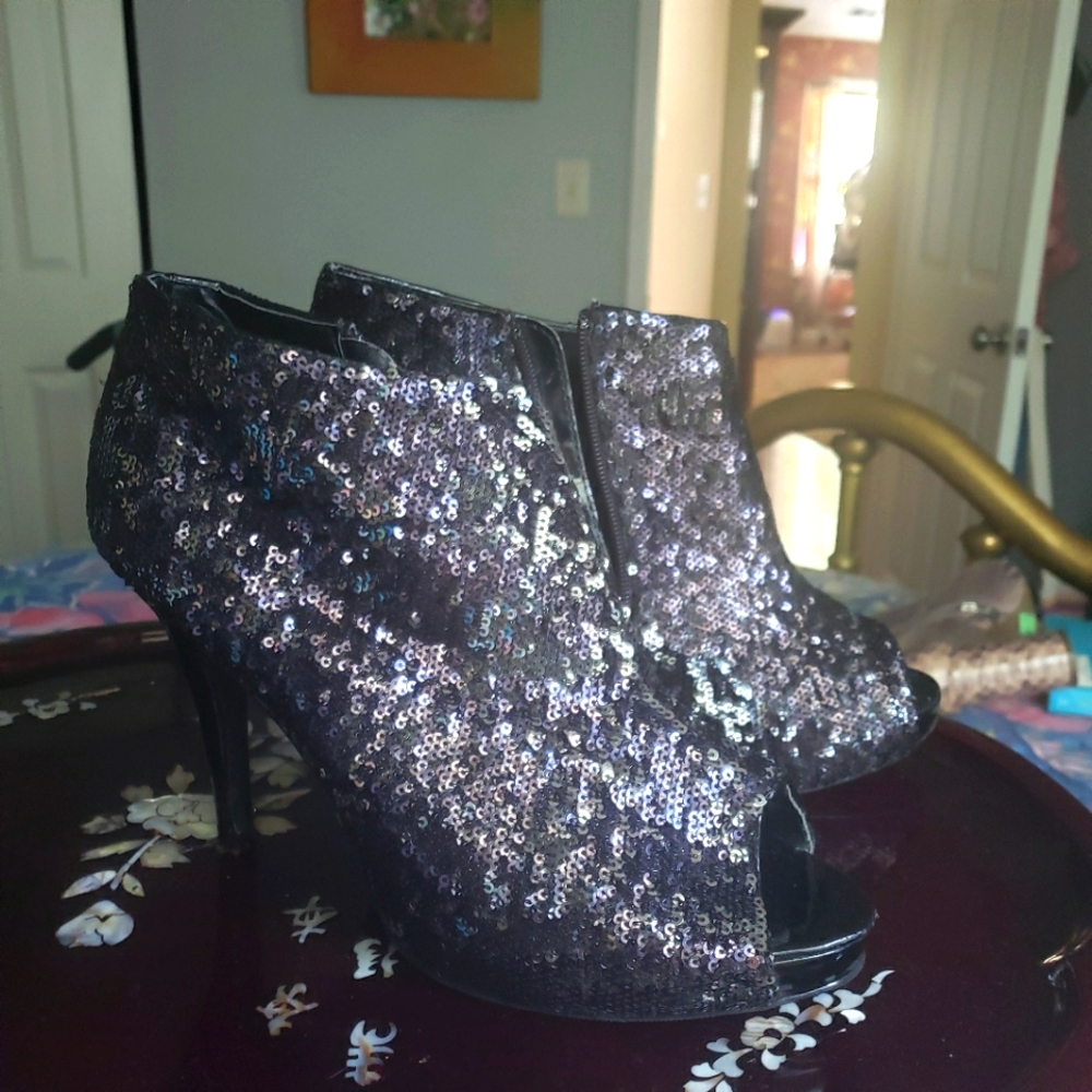 black sparkle booties